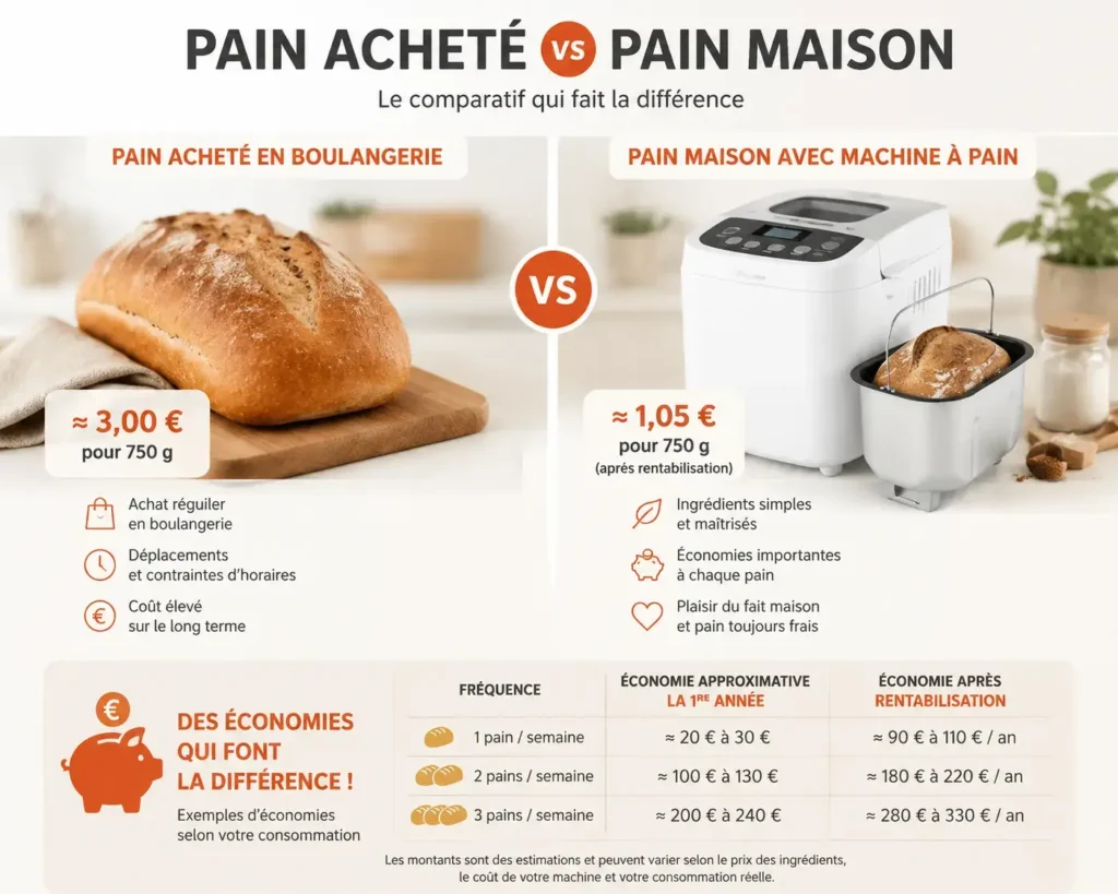 Comparaison simple pain acheté vs pain maison