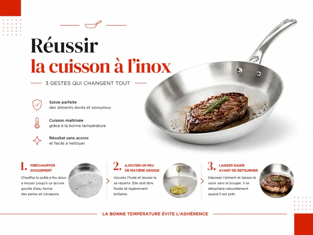 Comment utiliser une poêle inox sans que les aliments accrochent
